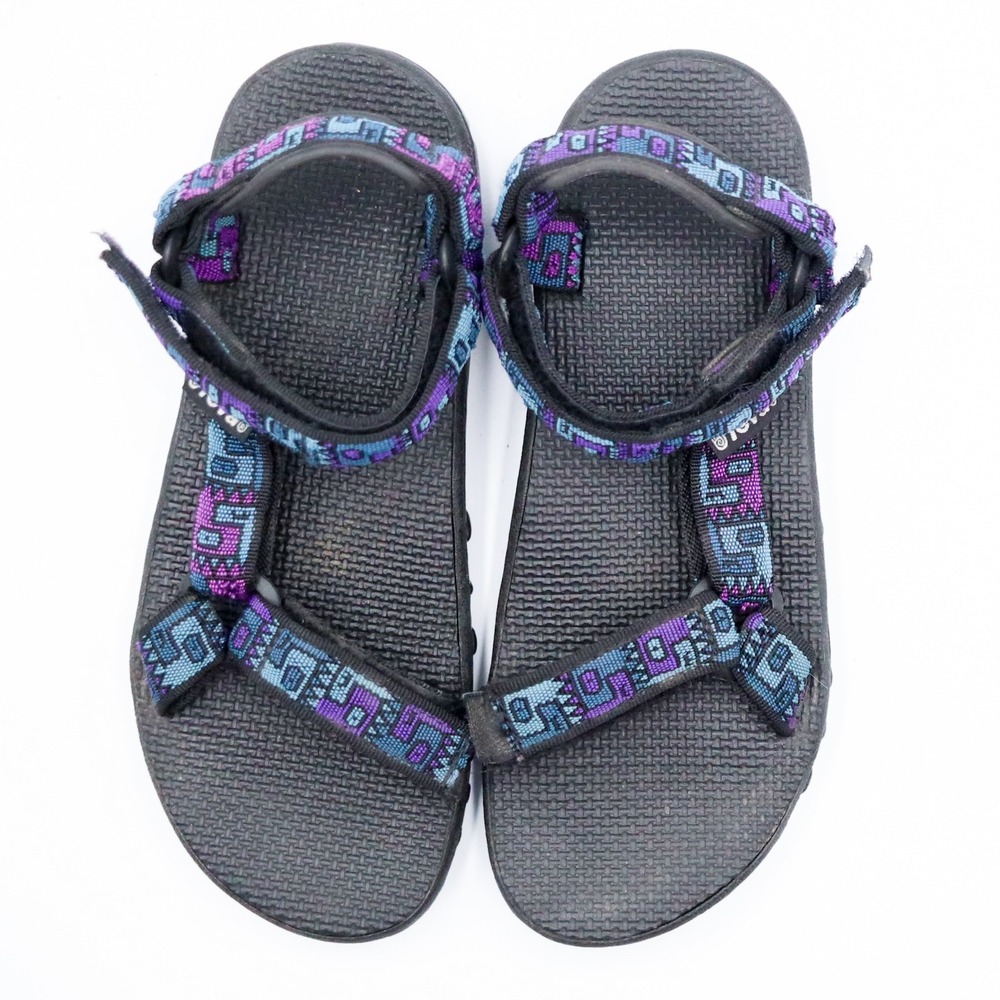 Vintage Teva Hurricane Hiking Sandals Womens 9 Purple Blue Geometric Strappy - Picture 7 of 11